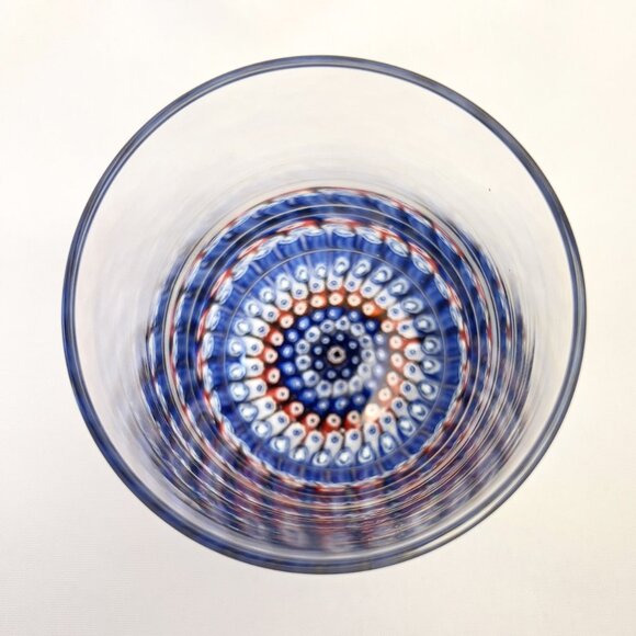 Millefiori Art Glass Tumbler Murano Style Hand Blown Radial Cane Pattern Italian - Picture 2 of 7